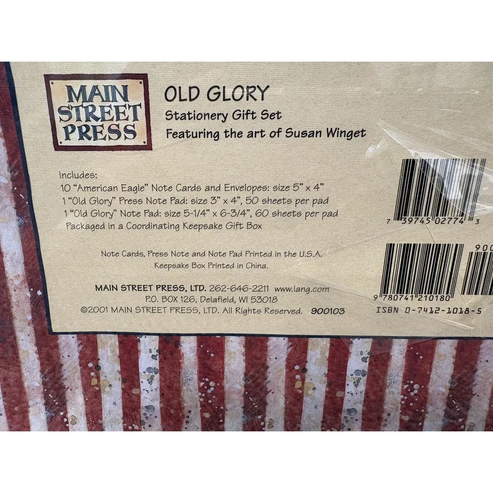 Vtg Main Street Press Boxed Stationary gift Set Patriotic OLD GLORY. NEW